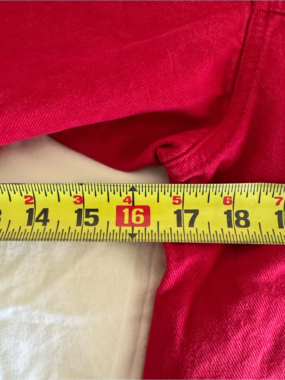 Red Women's Jean Jacket Pockets button up front - Picture 7 of 14